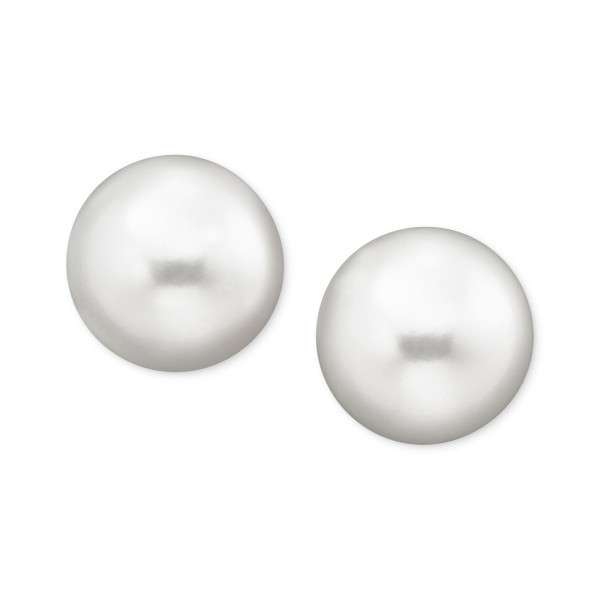 14k Gold Cultured Freshwater Pearl Stud Earrings (9mm)