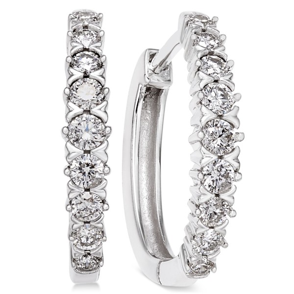 Diamond Hoop Earrings (1/2 ct) in 14k White Gold