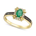 Emerald (1/3 ct) & Diamond (1/6 ct) Ring in 14k Gold