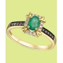 Emerald (1/3 ct) & Diamond (1/6 ct) Ring in 14k Gold