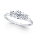 14k White Gold Ring, Cubic Zirconia Small Three Stone Ring (2-3/8 ct)