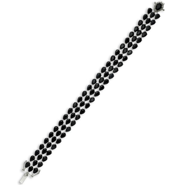 Black Sapphire Three-Row Bracelet (43 ct)