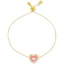 Cubic Zirconia Pink Enamel Heart Bracelet