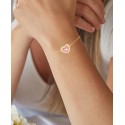 Cubic Zirconia Pink Enamel Heart Bracelet