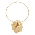 Gold Flower Pendant Wire Necklace