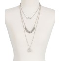 Silver-Tone White Cabochon Layer Necklace