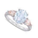 Aquamarine (2-1/5 ct), Morganite (4/5 ct) & Diamond Accent Ring