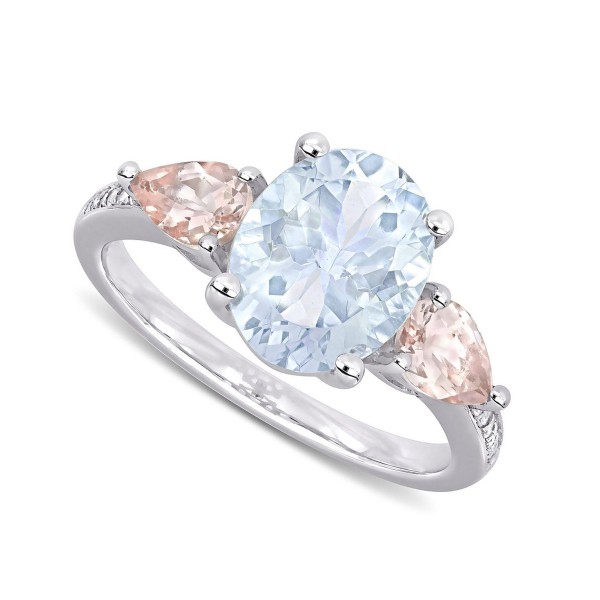 Aquamarine (2-1/5 ct), Morganite (4/5 ct) & Diamond Accent Ring