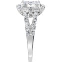 Baguette Halo Cluster Engagement Ring (1-1/20 ct) in 14k White Gold