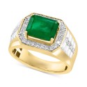 Men's Emerald (3 ct) & Diamond (1/2 ct) Ring in 14k Gold