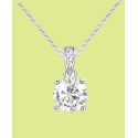 Cubic Zirconia Solitaire Pendant Necklace, 16