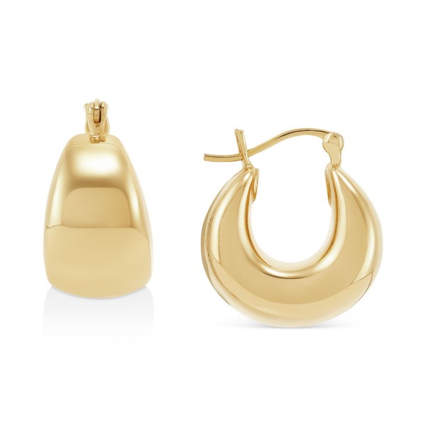 Polished Graduated Chunky Oval Hoop Earrings in 14k Yellow Gold