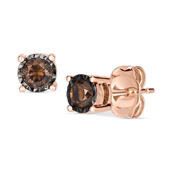 Chocolate Diamond Stud Earrings (1/4 ct) in 14k Rose Gold