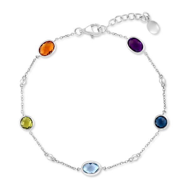 Multi-Gemstone Station Link Bracelet