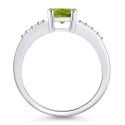 Peridot and Diamond Ring (1-1/3 ctt.w and 1/8 ctt.w) 14K White Gold