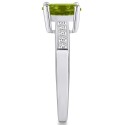 Peridot and Diamond Ring (1-1/3 ctt.w and 1/8 ctt.w) 14K White Gold