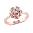 White Sapphire (1/3 ct) Floral Ring in 18k Rose Gold Over Sterling Silver