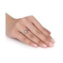 White Sapphire (1/3 ct) Floral Ring in 18k Rose Gold Over Sterling Silver