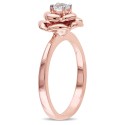 White Sapphire (1/3 ct) Floral Ring in 18k Rose Gold Over Sterling Silver