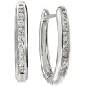 Diamond Small Hoop Earrings (1/4 ct) in 14k White Gold-Plated Sterling Silver, 0.63