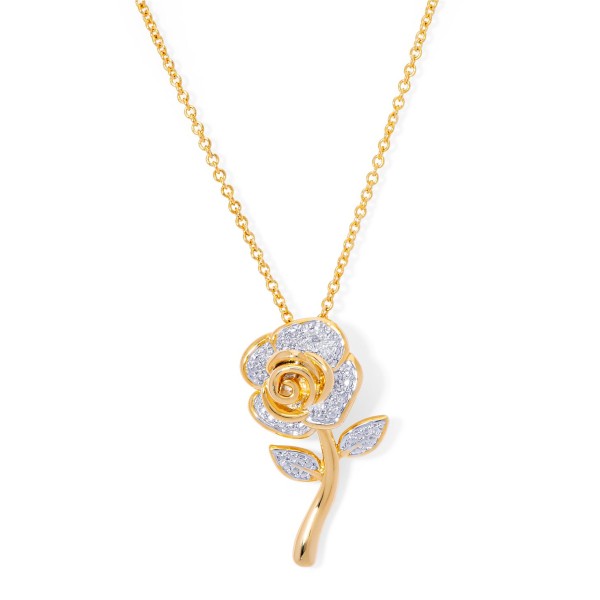 Diamond Accent Rose Flower Pendant 18