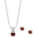 10k White Gold Red Diamond Necklace and Earring Set (1/4 ct)