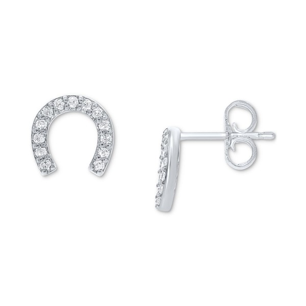 Diamond Horseshoe Stud Earrings (1/10 ct) in 10k White Gold