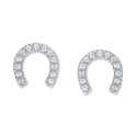 Diamond Horseshoe Stud Earrings (1/10 ct) in 10k White Gold