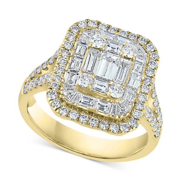 Diamond Cluster Statement Ring (2 ct) in 14k Yellow Gold