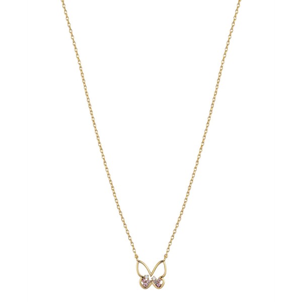 14k Gold Plated Multi Colored Cubic Zirconia Butterfly Necklace