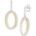 Diamond Intertwined Oval Drop Earrings (1/4 ct) & 14k Gold-Plate