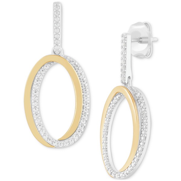 Diamond Intertwined Oval Drop Earrings (1/4 ct) & 14k Gold-Plate