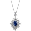 Sapphire (1 ct) and Diamond (1/5 ct) Pendant Necklace in 14k White Gold