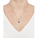 Sapphire (1 ct) and Diamond (1/5 ct) Pendant Necklace in 14k White Gold