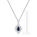 Sapphire (1 ct) and Diamond (1/5 ct) Pendant Necklace in 14k White Gold