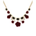 Gold-Tone Jet Stone & Flower Statement Necklace, 18