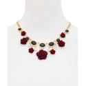 Gold-Tone Jet Stone & Flower Statement Necklace, 18