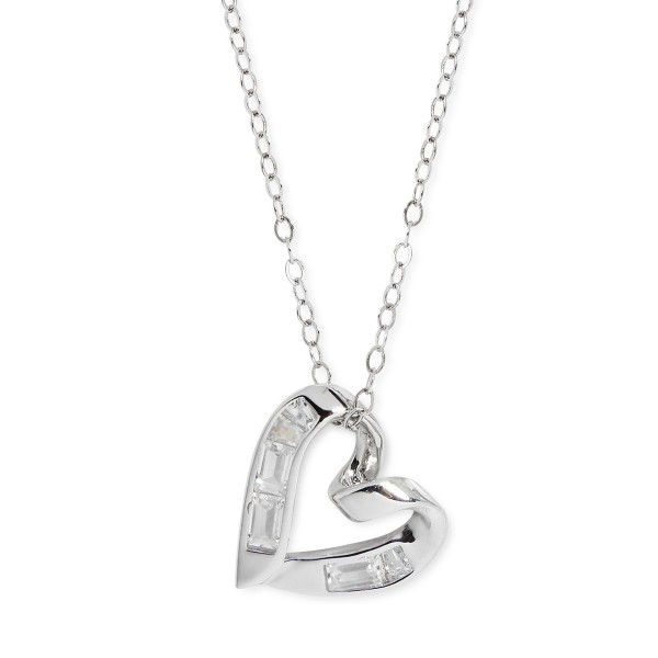 2-Pc. Set Cubic Zirconia Baguette Heart Pendant Necklace