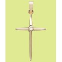 14k Yellow Gold Pendant, Diamond Accent Slim Line Cross