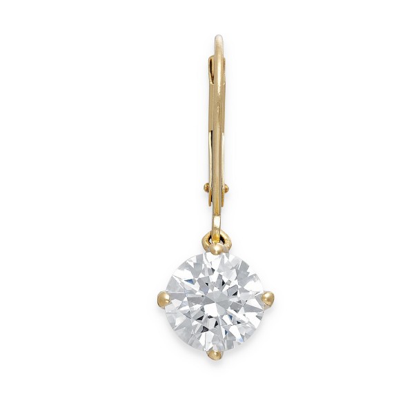 Cubic Cubic Zirconia Leverback Earrings in 14k Gold (4-1/2 ct)