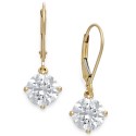 Cubic Cubic Zirconia Leverback Earrings in 14k Gold (4-1/2 ct)