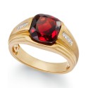 Men's Garnet (5 ct) and Diamond Accent Ring in 10k Gold