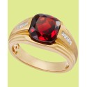 Men's Garnet (5 ct) and Diamond Accent Ring in 10k Gold