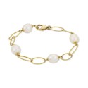 Pearl (8-1/2 - 9mm) Link Bracelet in 14k Gold-Plated Sterling Silver