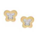 Diamond Accent Butterfly Button Stud Earrings in 14k Gold