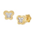 Diamond Accent Butterfly Button Stud Earrings in 14k Gold