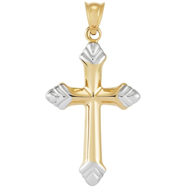 Polished Cross Pendant in 14k Two-Tone Gold