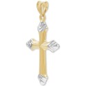 Polished Cross Pendant in 14k Two-Tone Gold