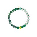 Dyed Jade Stone and Green Glass Beaded Stretch Bracelet