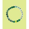 Dyed Jade Stone and Green Glass Beaded Stretch Bracelet